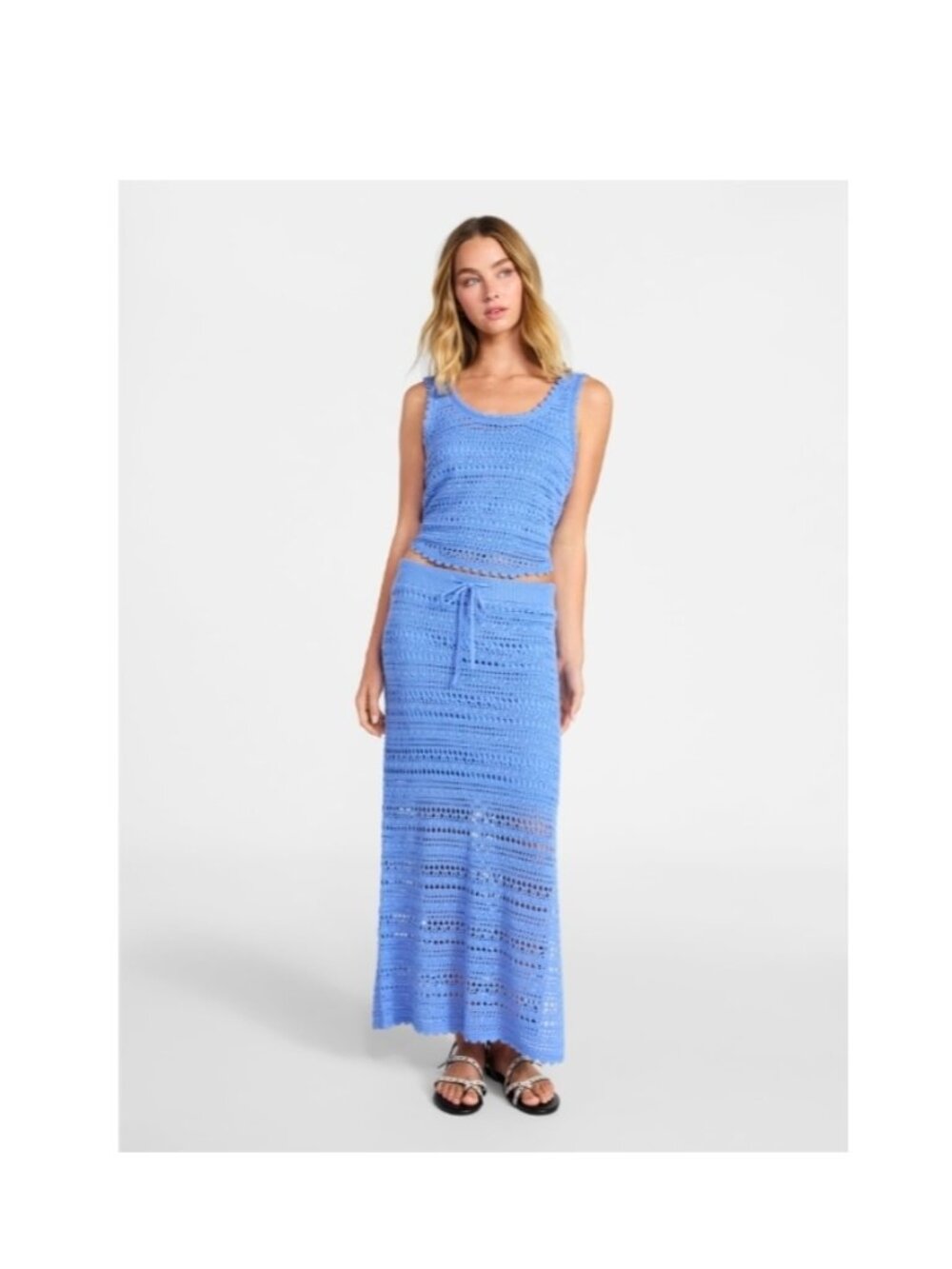 Blue Crochet Tank & Maxi Skirt Set - Women